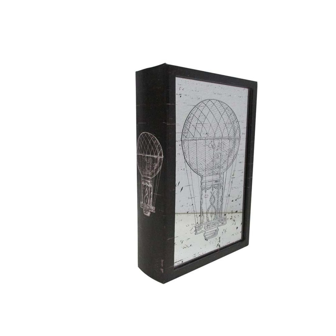 Imagem ilustrativa para Caixa livro com espelho em mdf e vidro P30xL21xA7cm preto