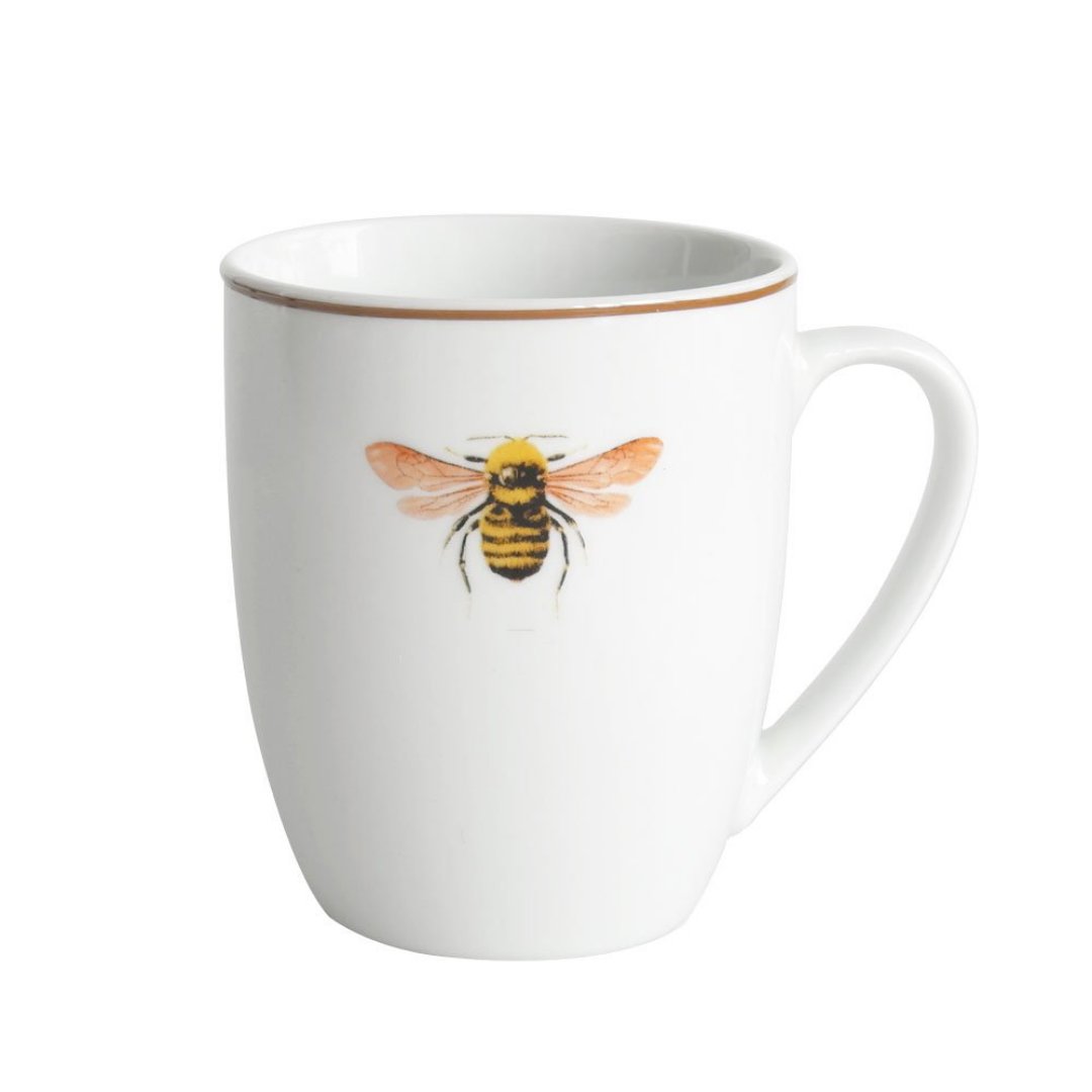 Imagem ilustrativa para Caneca Abelha em porcelana brown rim 340ml A10cm