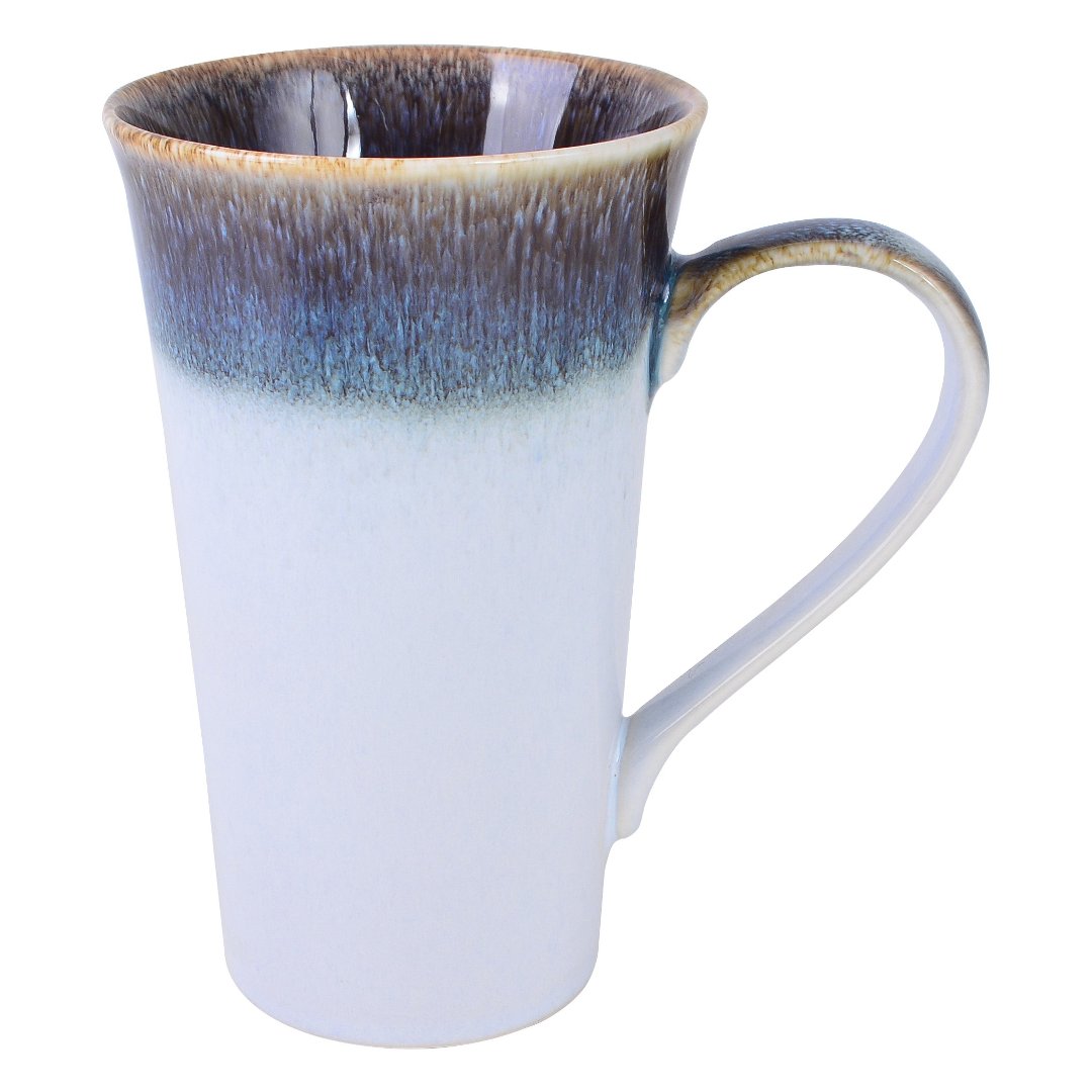 Imagem ilustrativa para Caneca em faiança 510ml A15,5cm cor branca e cinza