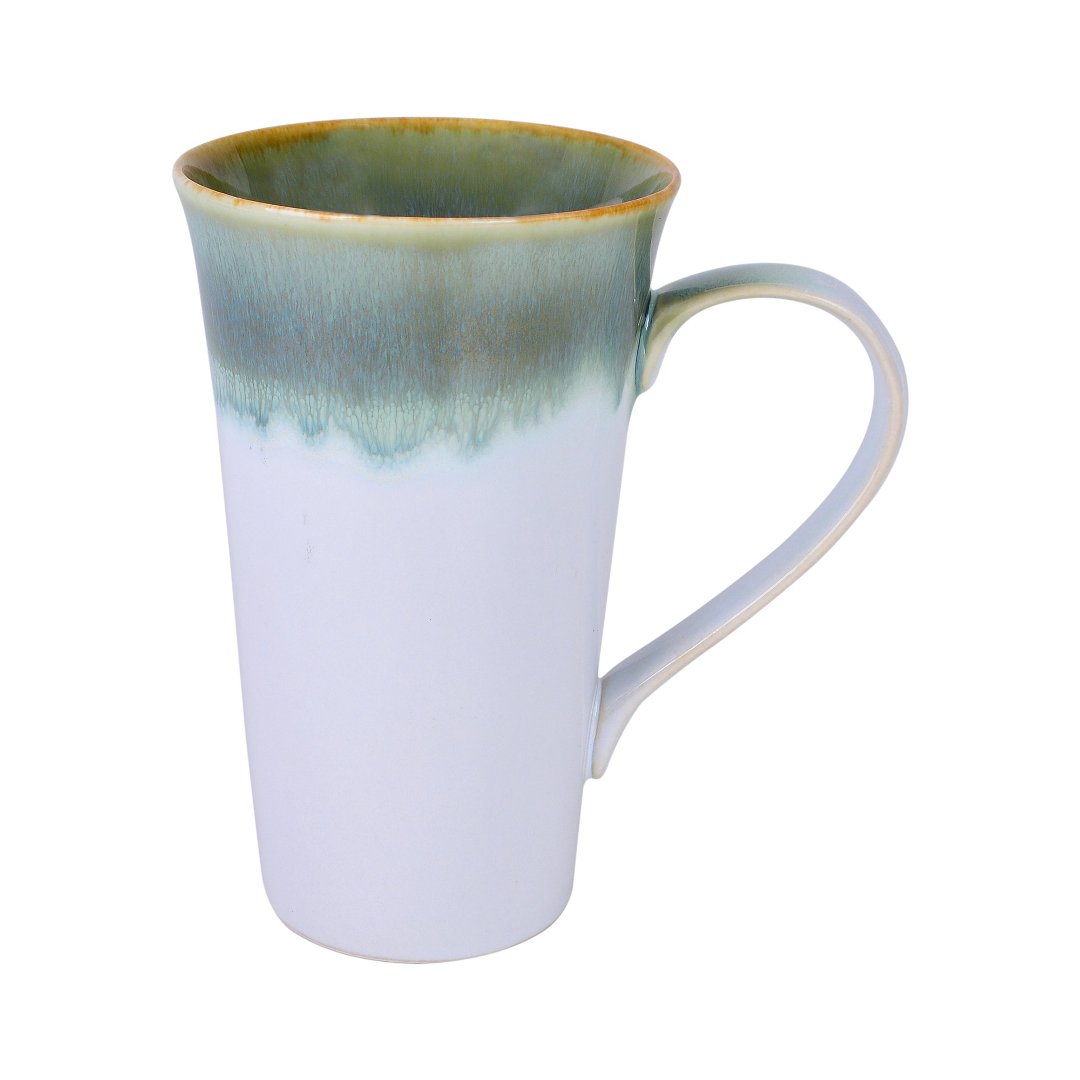 Imagem ilustrativa para Caneca em faiança 510ml A15,5cm cor branca e verde