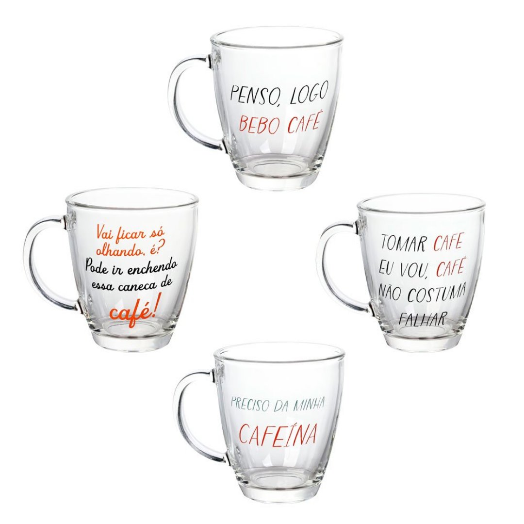 Imagem ilustrativa para Caneca em vidro 330ml A10cm sortida