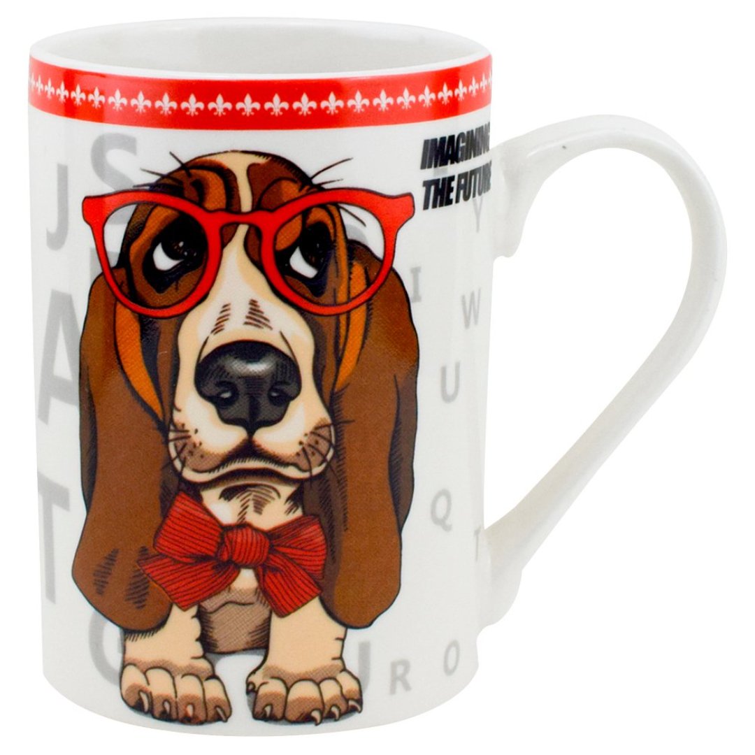 Imagem ilustrativa para Caneca Basset em new bone china 320ml A10cm branca