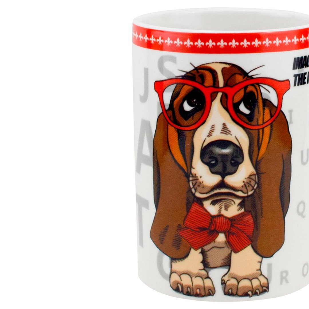 Fotografia para o produto Caneca Pet Guys Basset em new bone china 320ml cor branca
