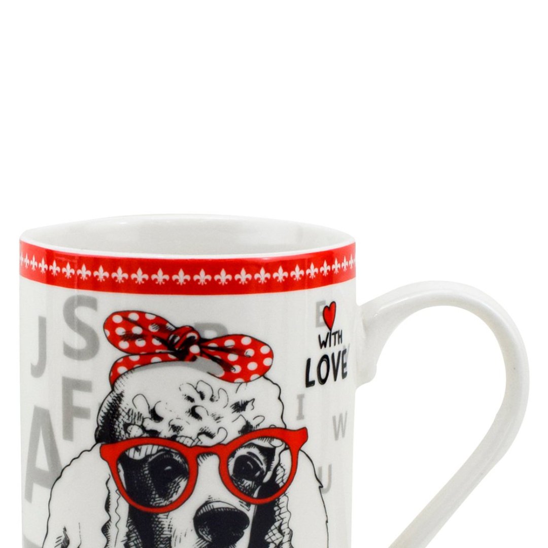 Fotografia para o produto Caneca Pet Guys Poodle em new bone china 320ml cor branca