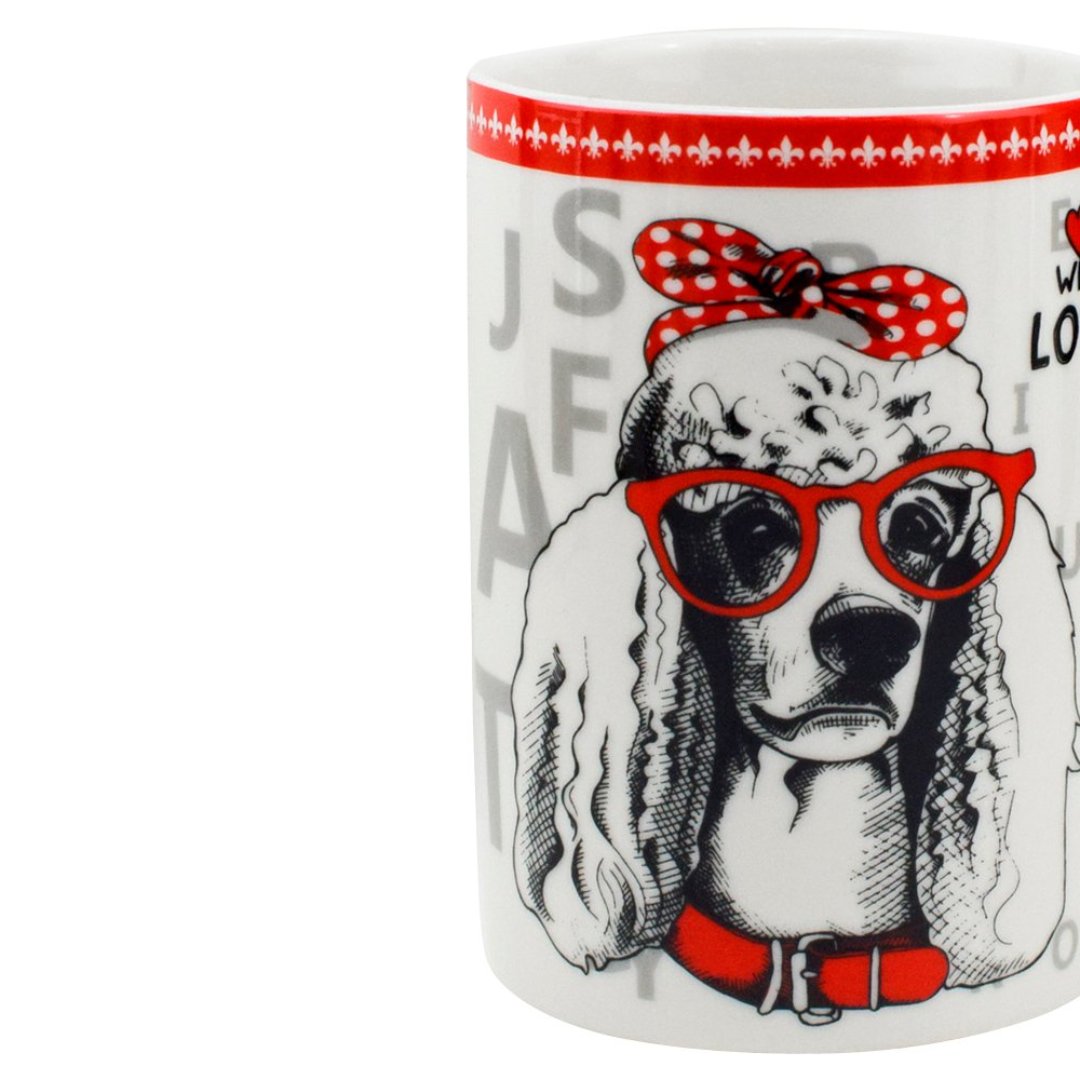 Fotografia para o produto Caneca Pet Guys Poodle em new bone china 320ml cor branca