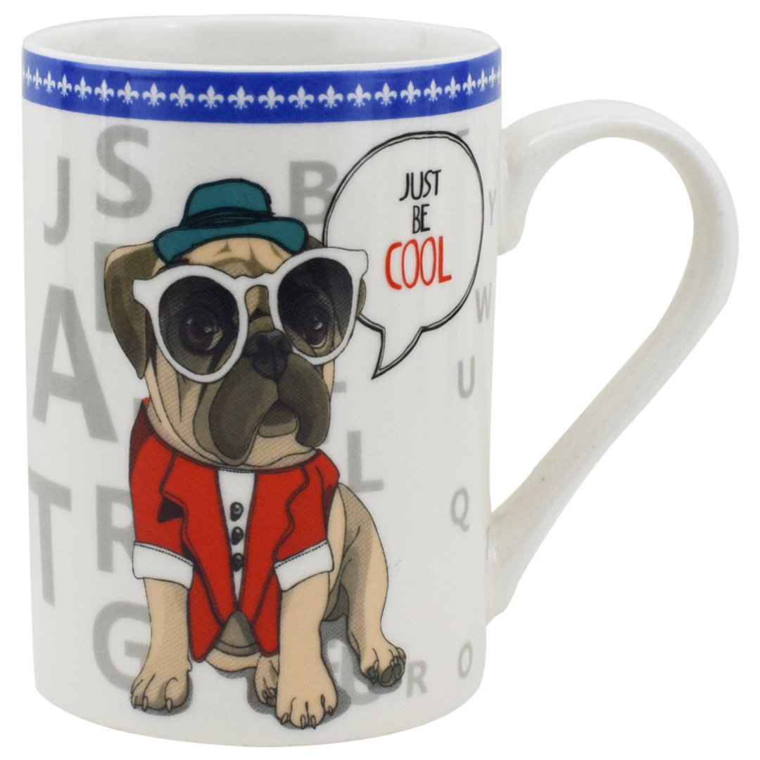 Imagem ilustrativa para Caneca Pug em new bone china 320ml A10cm branca