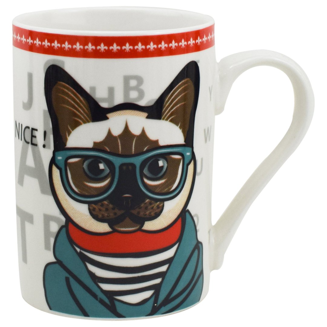 Imagem ilustrativa para Caneca Siamês em new bone china 320ml A10cm branca