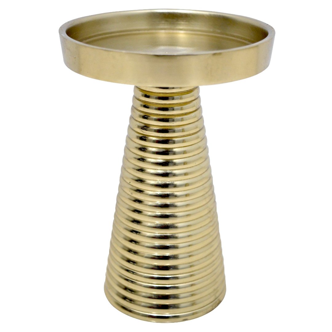 Fotografia para o produto Castiçal em alumínio 010xA15cm cor dourada Fotografia para o produto Castiçal em alumínio 010xA15cm cor dourada