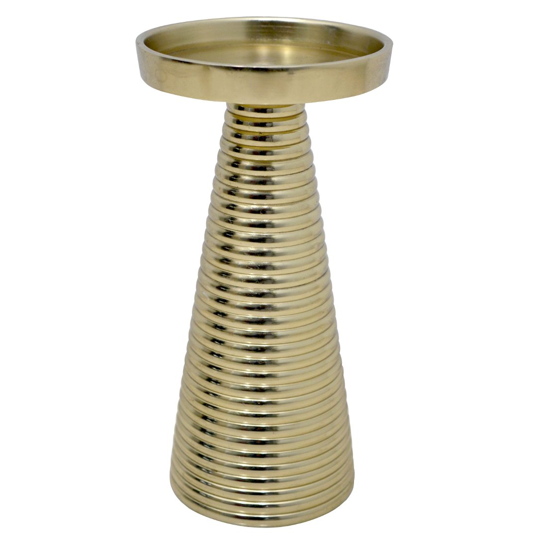 Imagem ilustrativa para Castiçal em alumínio 10xA20cm cor dourada