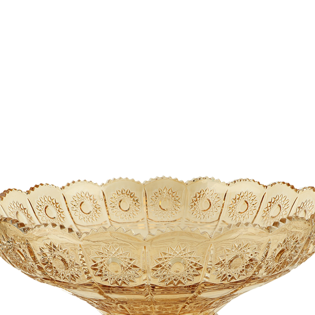 Fotografia para o produto Centro de mesa com pé em cristal ecológico 032,5xA23,5cm cor âmbar