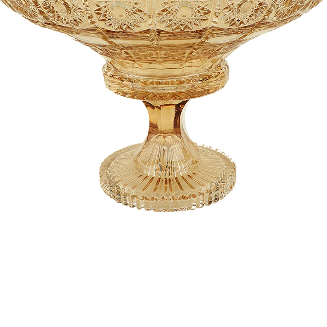 Fotografia para o produto Centro de mesa com pé em cristal ecológico 032,5xA23,5cm cor âmbar