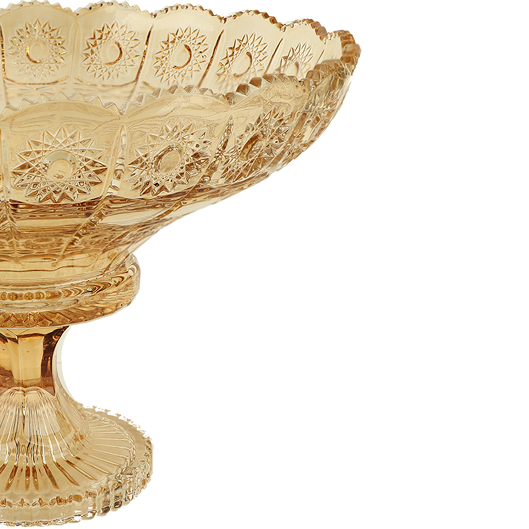 Fotografia para o produto Centro de mesa com pé em cristal ecológico 032,5xA23,5cm cor âmbar