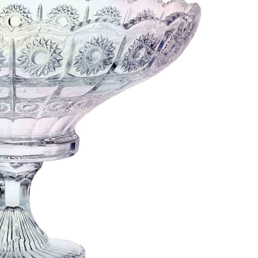 Fotografia para o produto Centro de mesa com pé em cristal ecológico 032,5xA23,5cm cor furta-cor