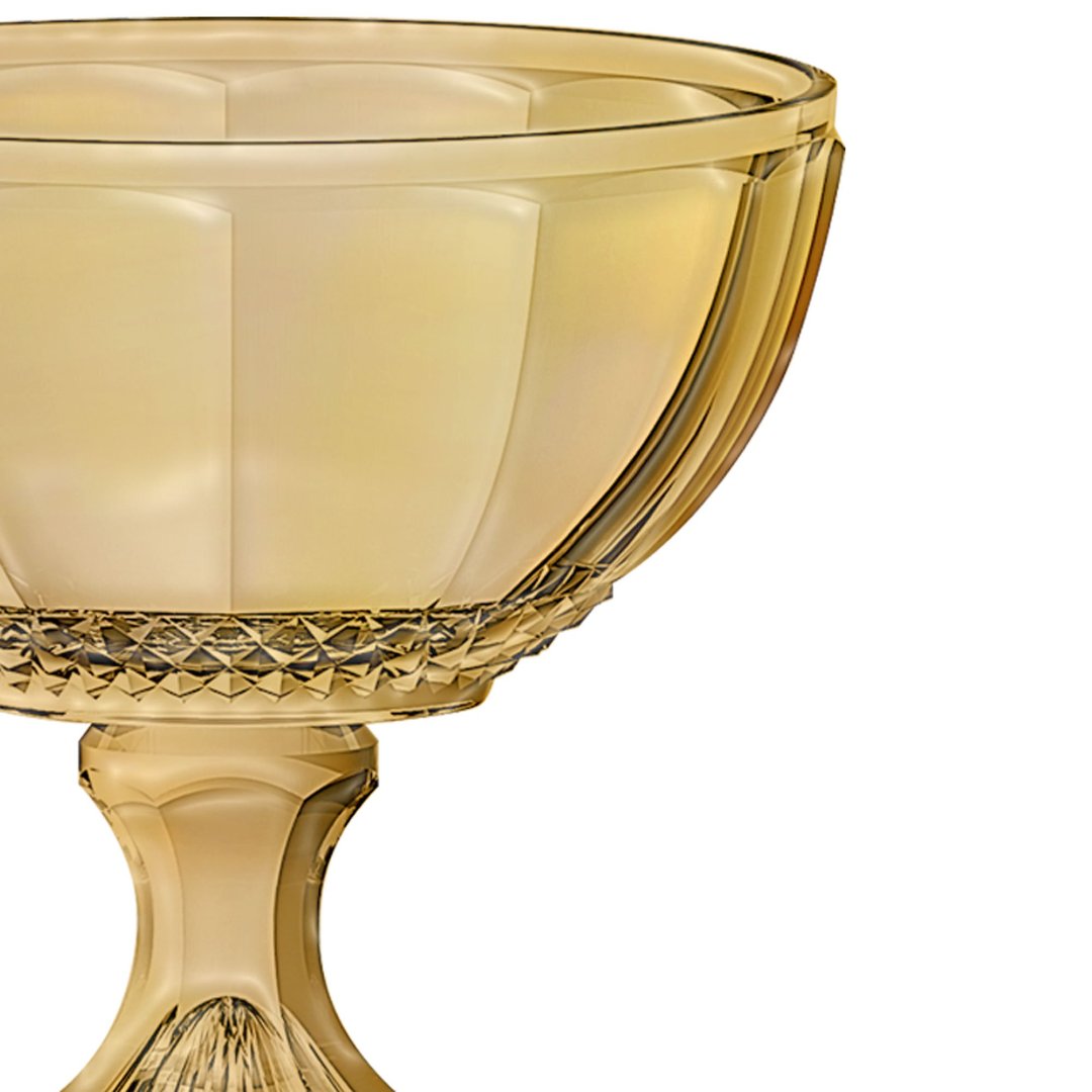 Fotografia para o produto Centro de mesa em cristal com pé 021,5xA21,5cm cor âmbar luster