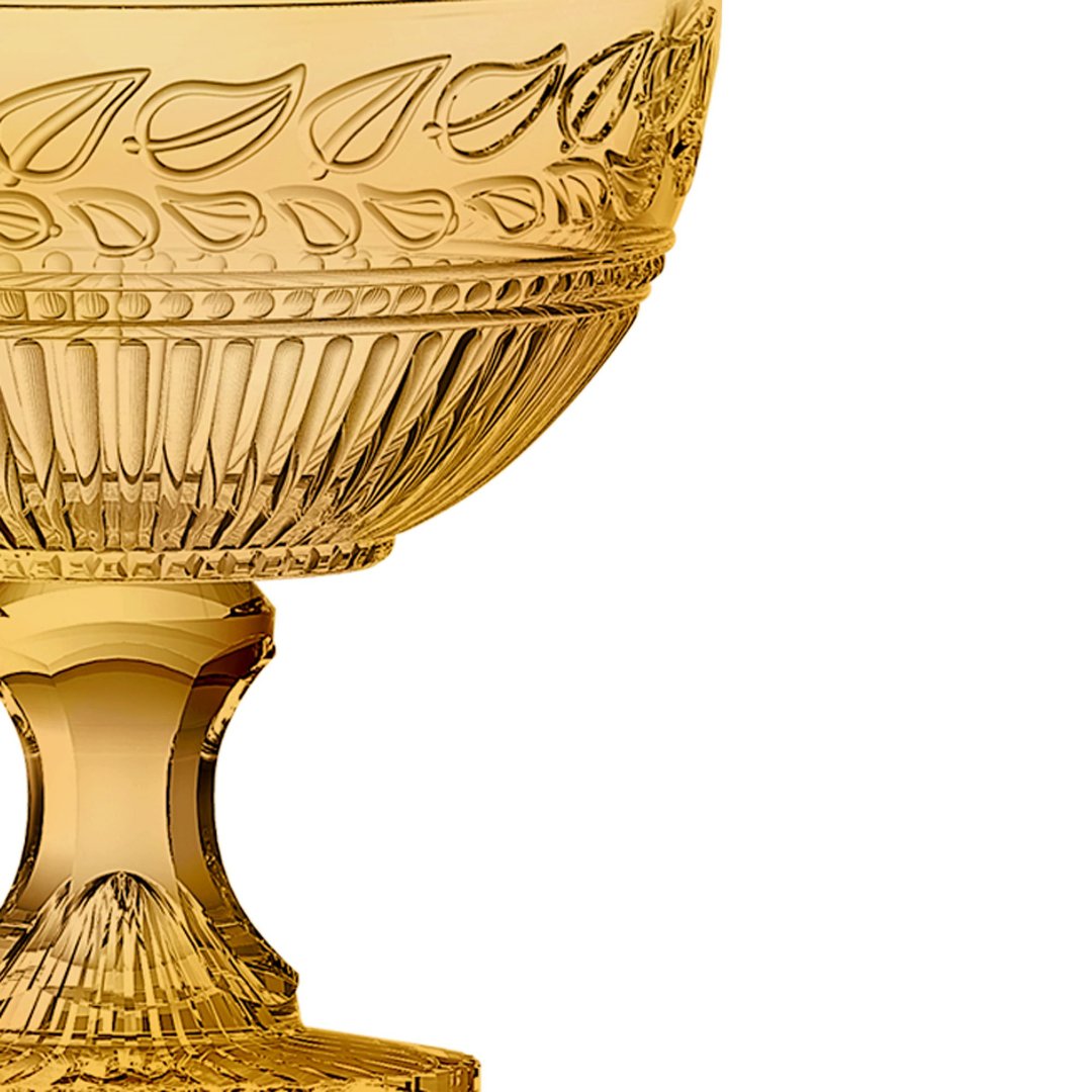 Fotografia para o produto Centro de mesa em cristal com pé 021,5xA21,5cm cor âmbar luster