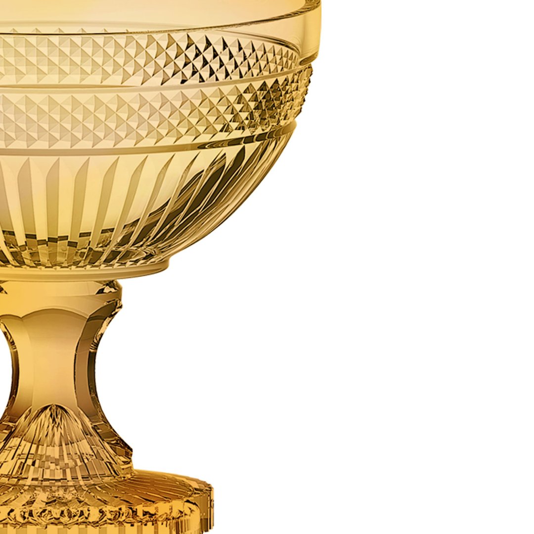 Fotografia para o produto Centro de mesa em cristal com pé 021,5xA21,5cm cor âmbar luster