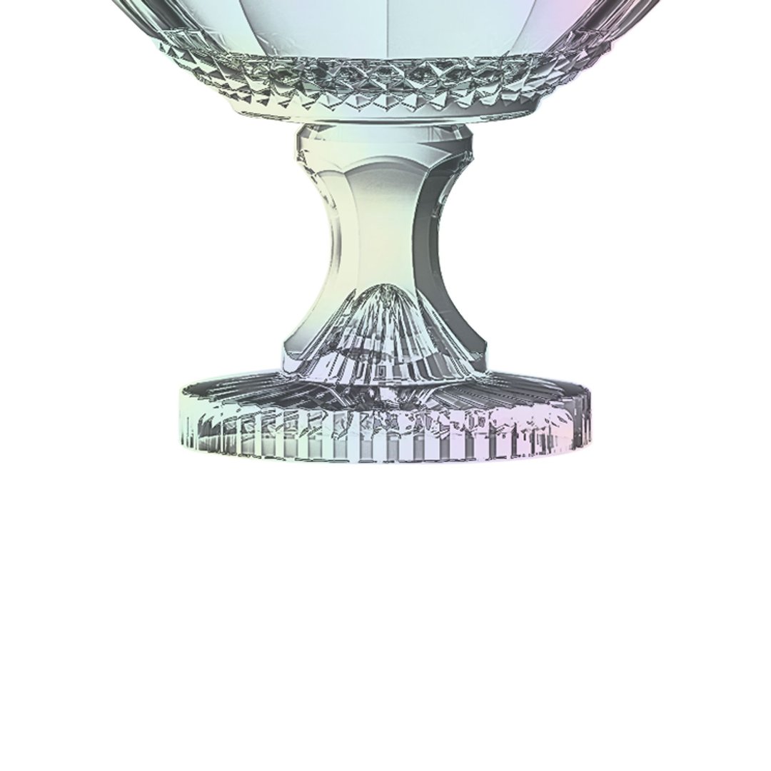 Fotografia para o produto Centro de mesa em cristal com pé 021,5xA21,5cm cor furta-cor