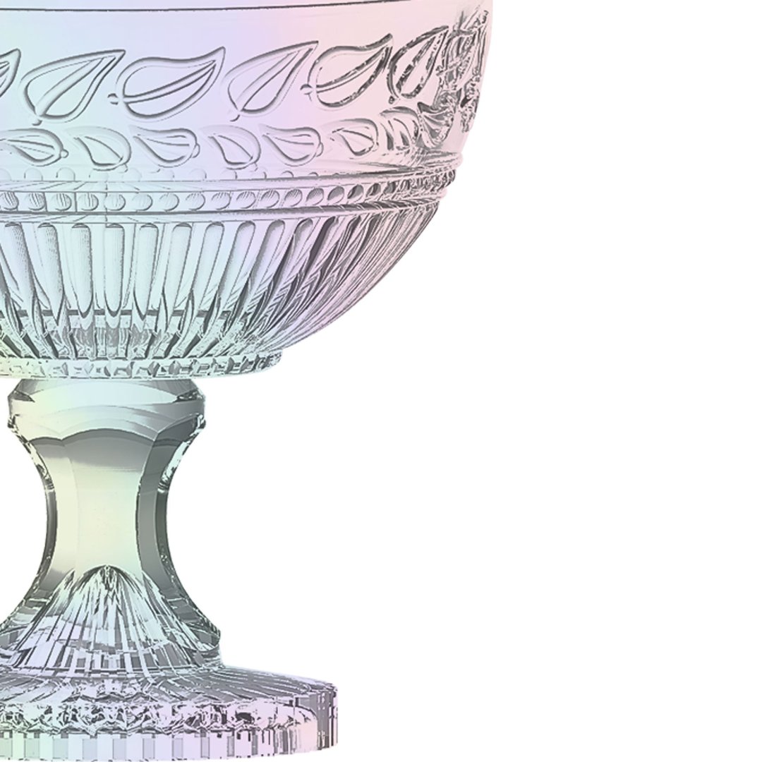 Fotografia para o produto Centro de mesa em cristal com pé 021,5xA21,5cm cor furta-cor