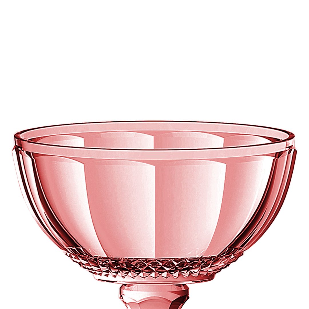 Fotografia para o produto Centro de mesa em cristal com pé 021,5xA21,5cm cor rosa