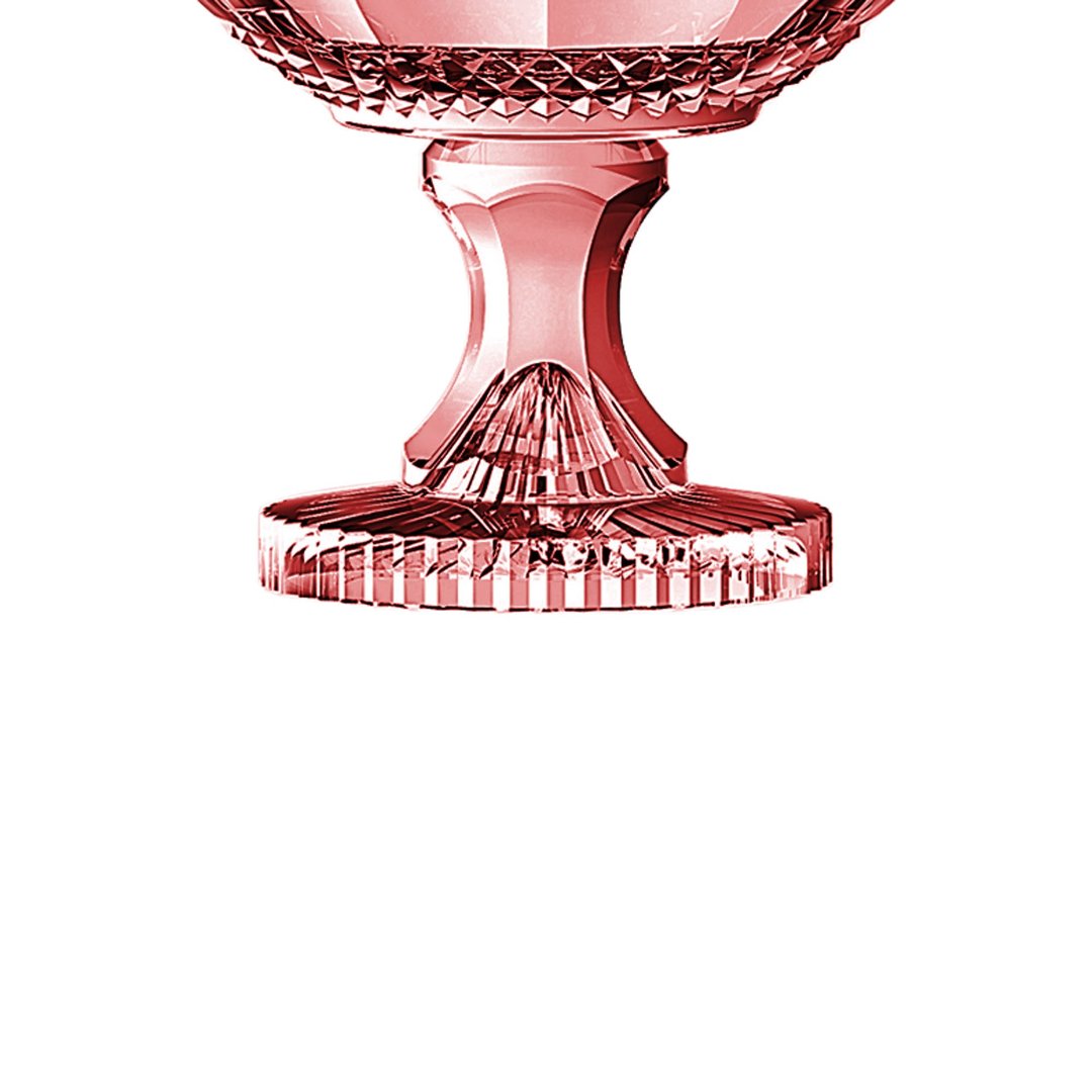 Fotografia para o produto Centro de mesa em cristal com pé 021,5xA21,5cm cor rosa