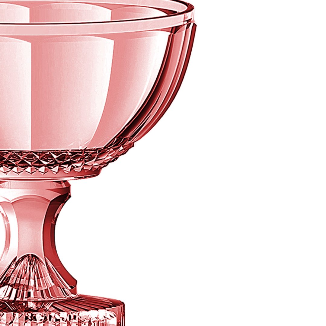 Fotografia para o produto Centro de mesa em cristal com pé 021,5xA21,5cm cor rosa