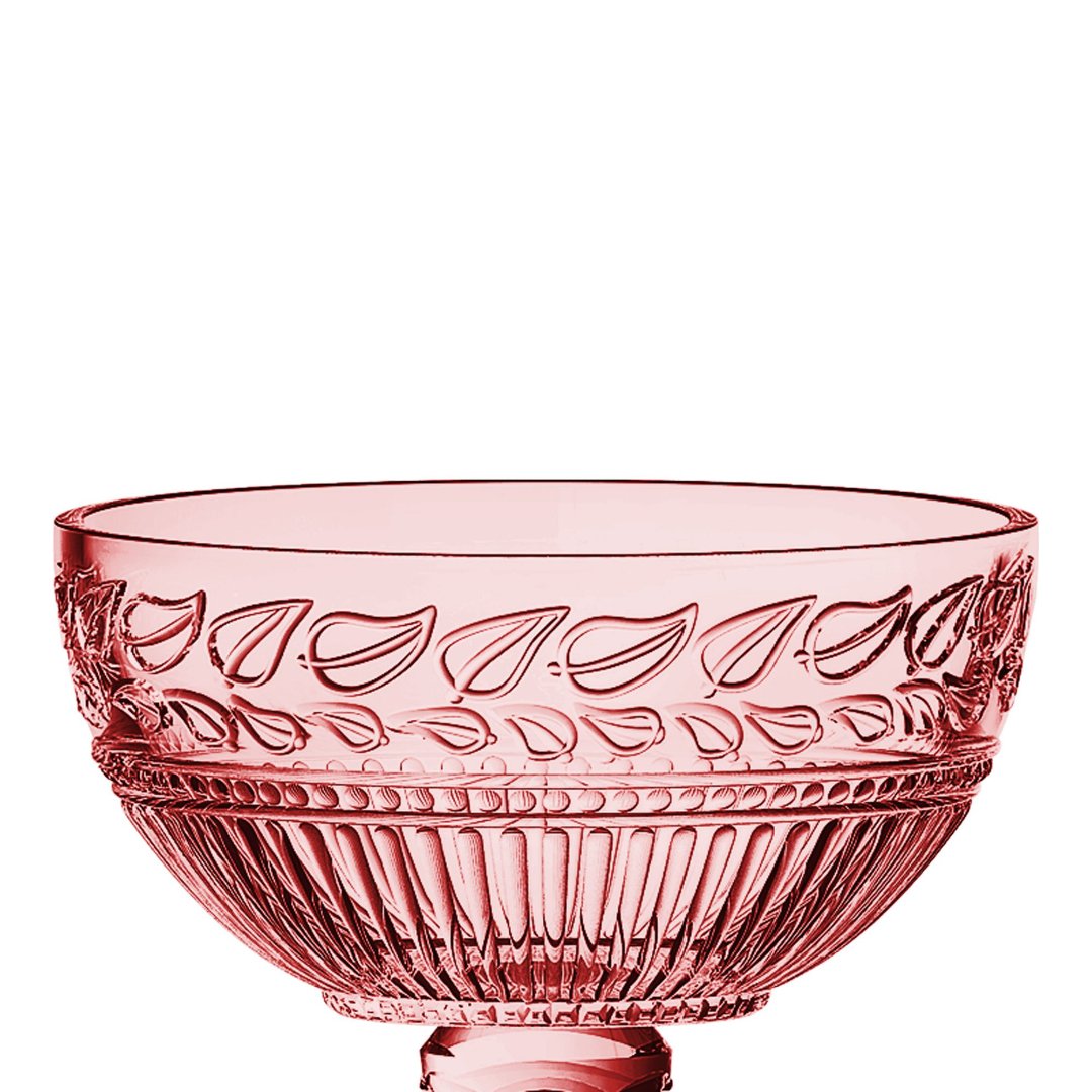 Fotografia para o produto Centro de mesa em cristal com pé 021,5xA21,5cm cor rosa