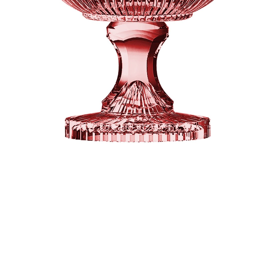 Fotografia para o produto Centro de mesa em cristal com pé 021,5xA21,5cm cor rosa