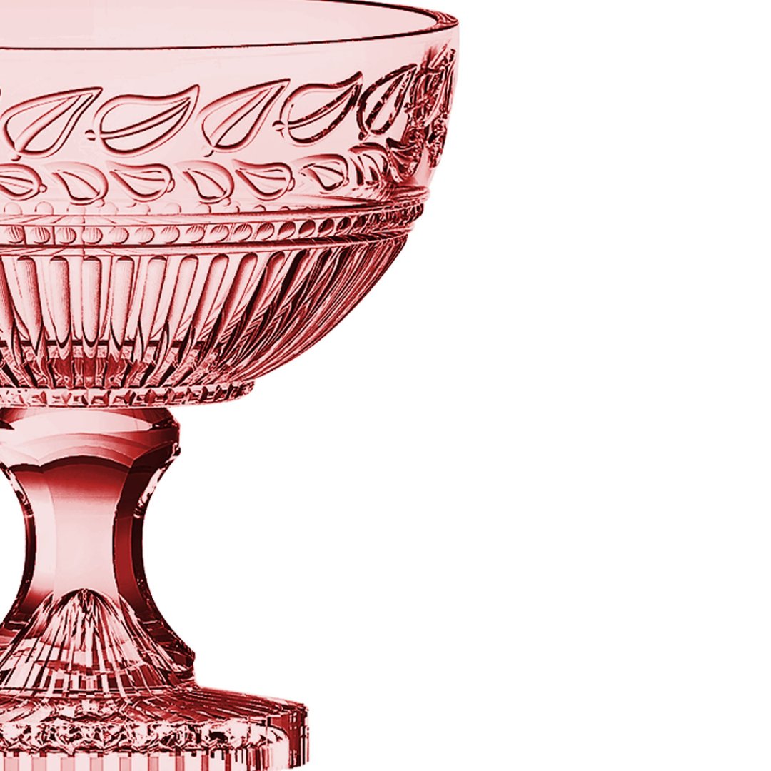 Fotografia para o produto Centro de mesa em cristal com pé 021,5xA21,5cm cor rosa