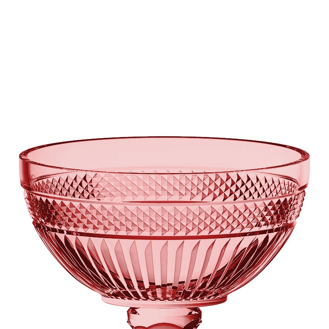 Fotografia para o produto Centro de mesa em cristal com pé 021,5xA21,5cm cor rosa