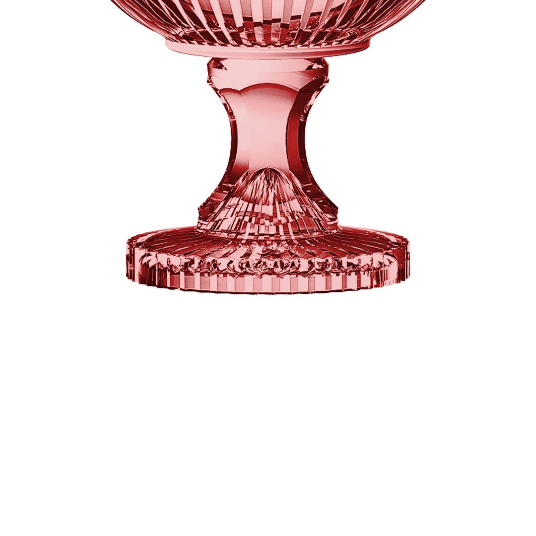 Fotografia para o produto Centro de mesa em cristal com pé 021,5xA21,5cm cor rosa