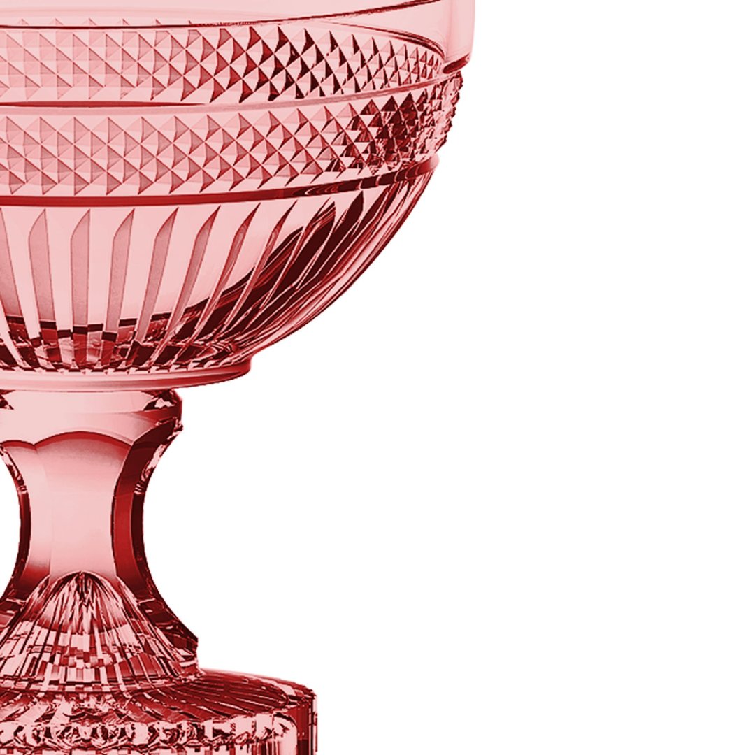 Fotografia para o produto Centro de mesa em cristal com pé 021,5xA21,5cm cor rosa