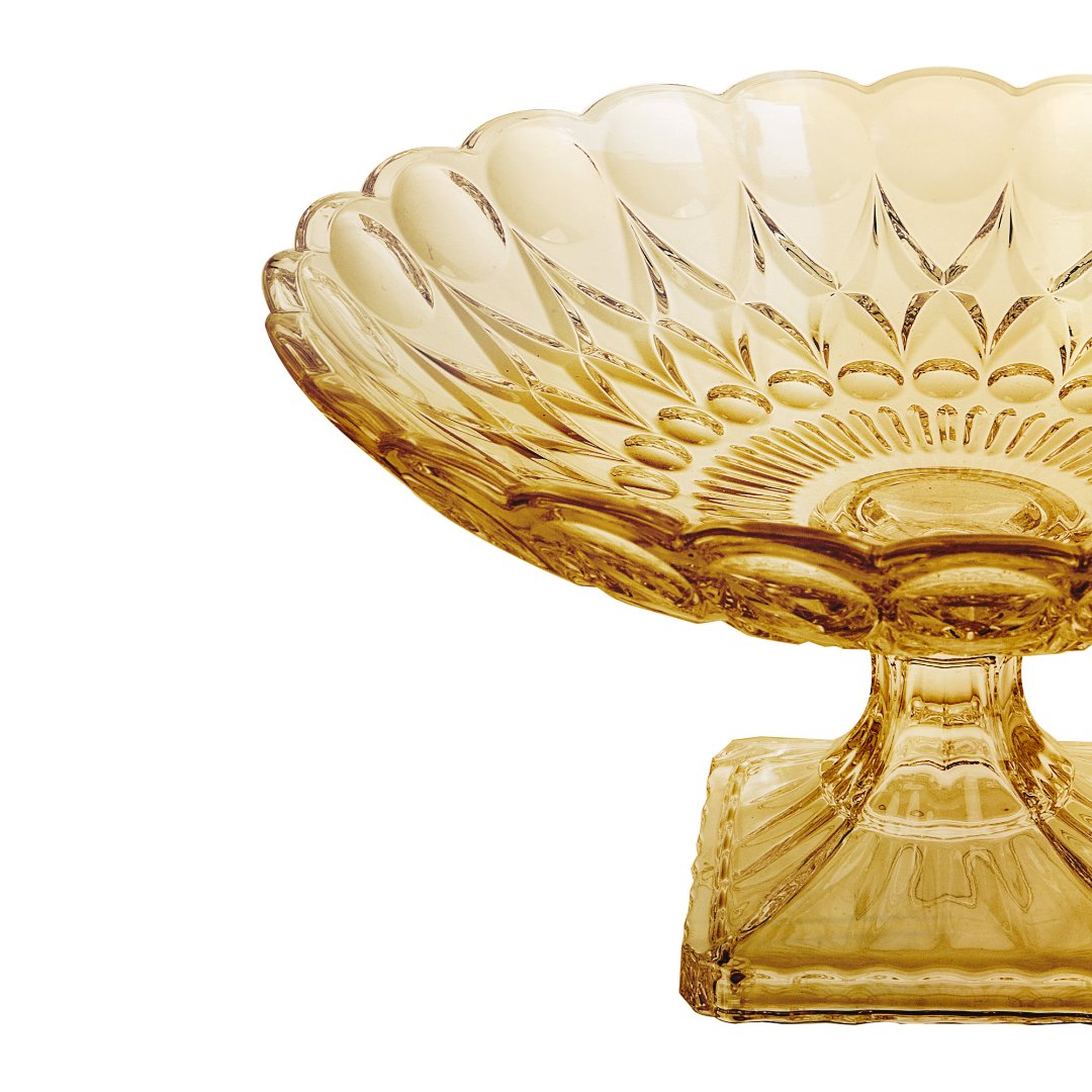 Fotografia para o produto Centro de mesa em cristal ecológico com pé 032,7xA17cm cor âmbar