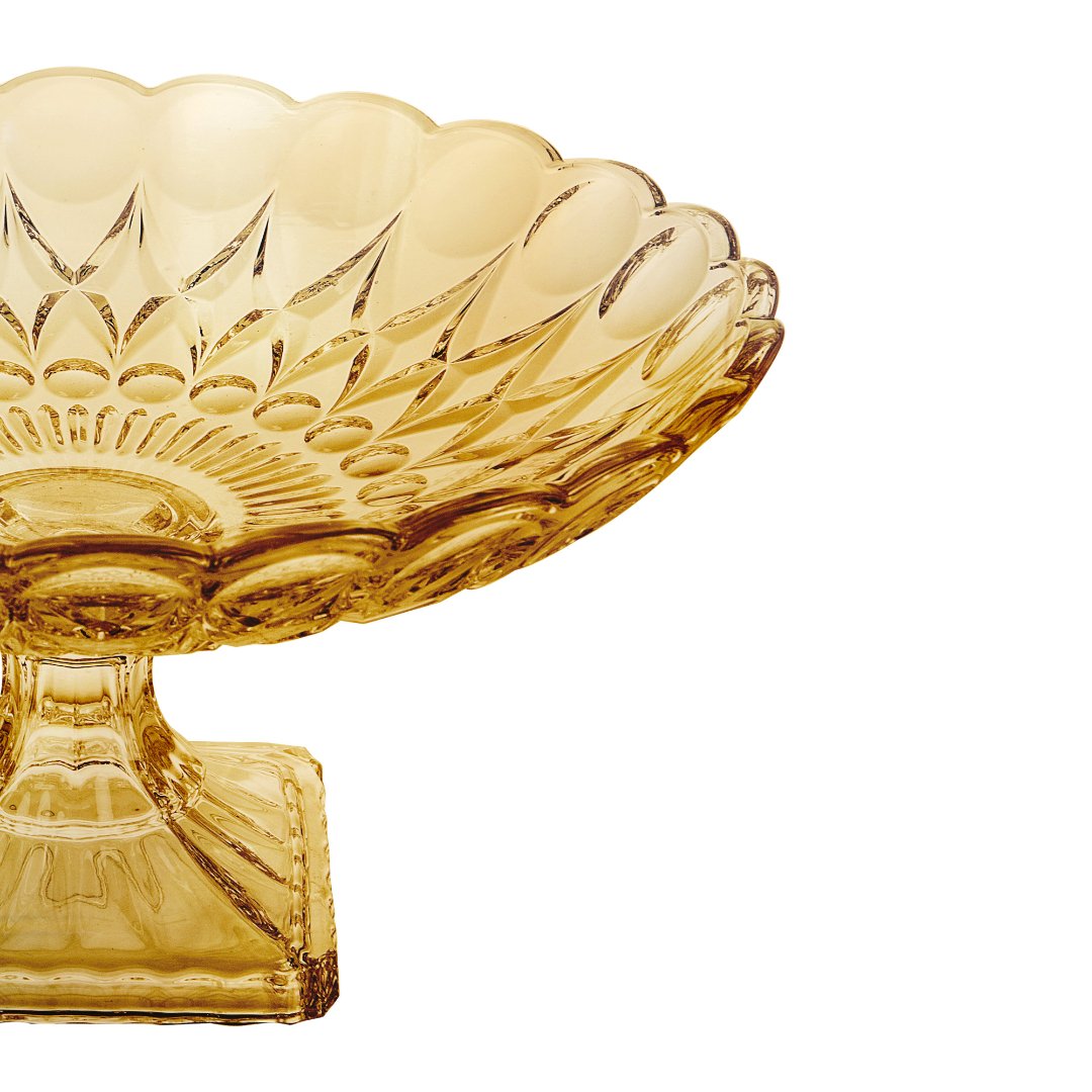 Fotografia para o produto Centro de mesa em cristal ecológico com pé 032,7xA17cm cor âmbar