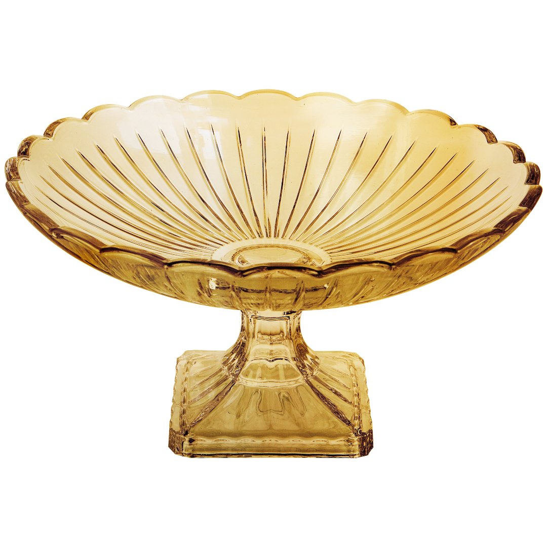 Fotografia para o produto Centro de mesa em cristal ecológico com pé 032,7xA17cm cor âmbar