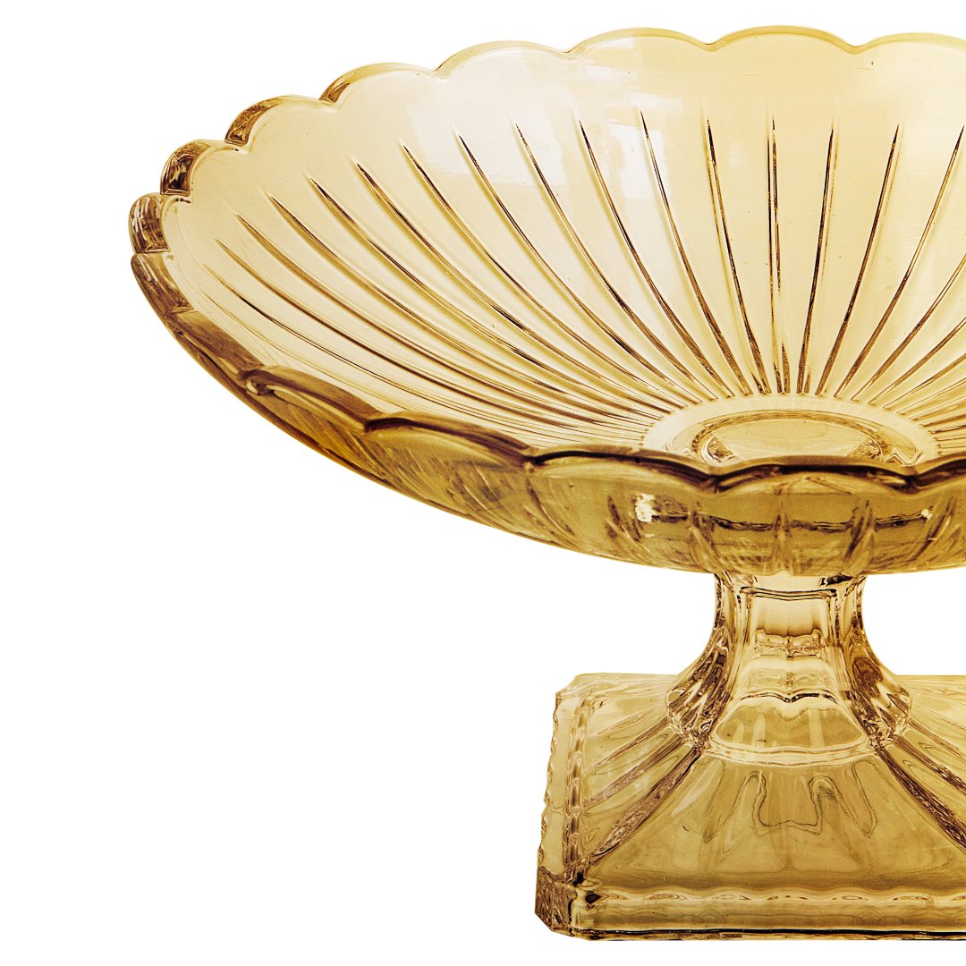 Fotografia para o produto Centro de mesa em cristal ecológico com pé 032,7xA17cm cor âmbar