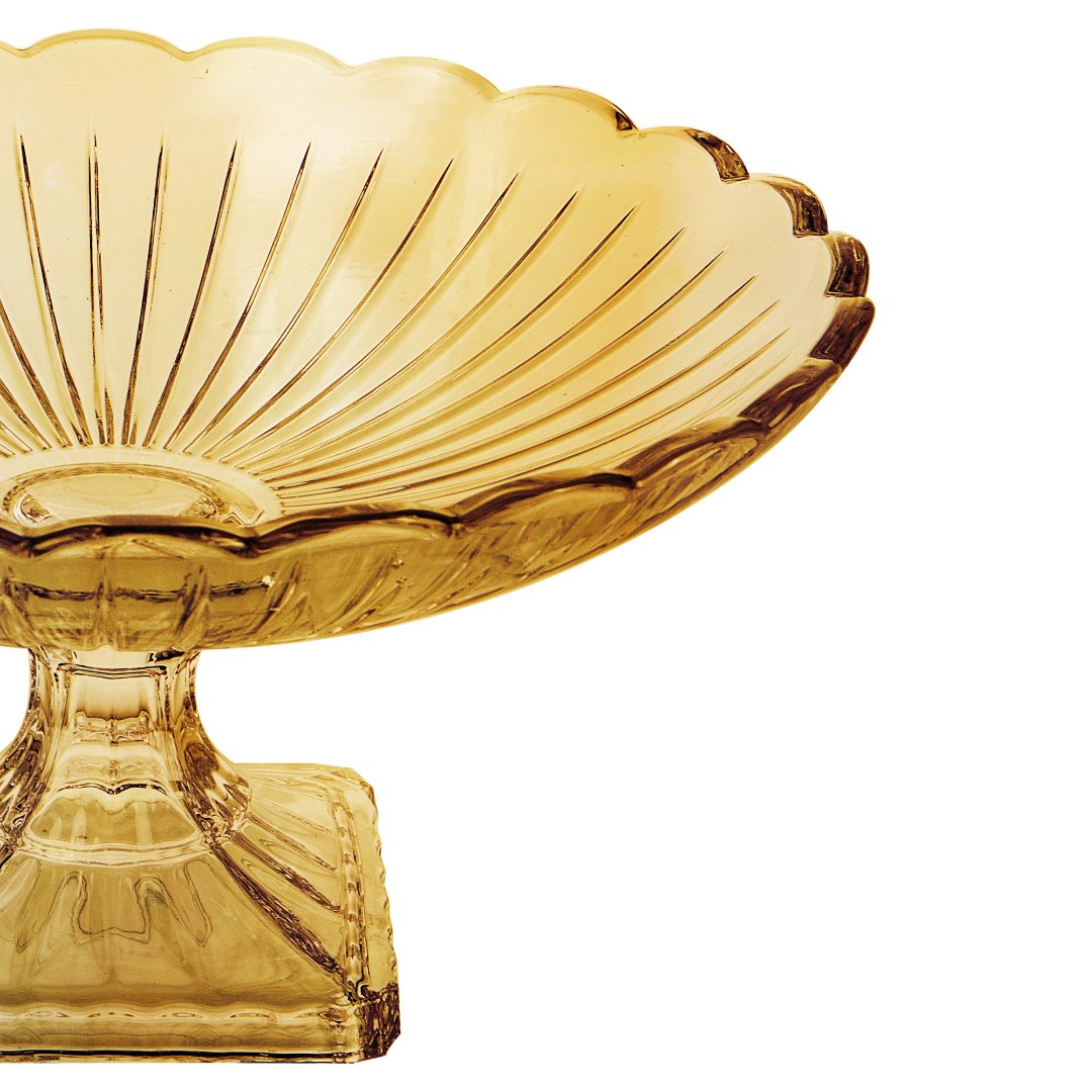 Fotografia para o produto Centro de mesa em cristal ecológico com pé 032,7xA17cm cor âmbar