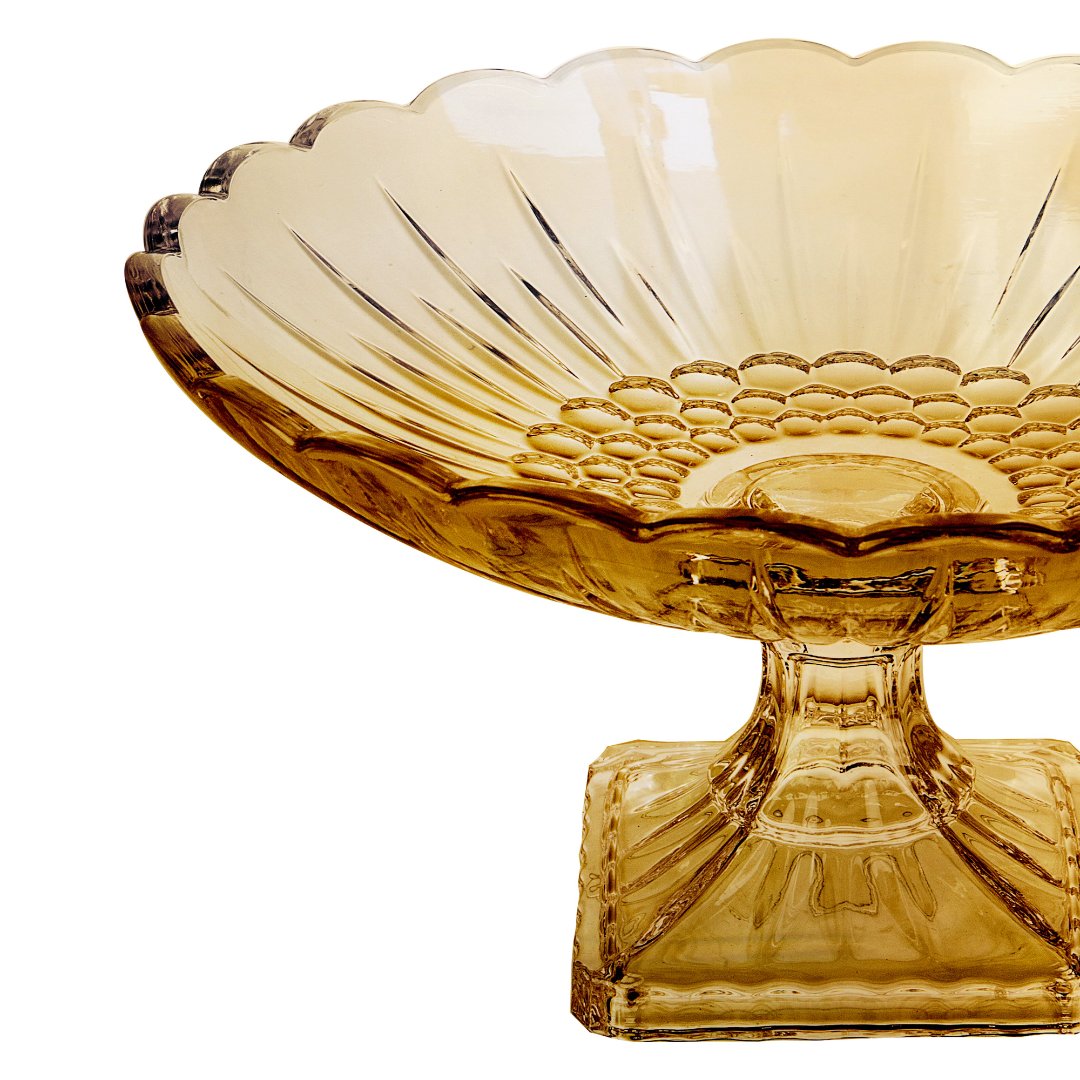 Fotografia para o produto Centro de mesa em cristal ecológico com pé 032,7xA17cm cor âmbar