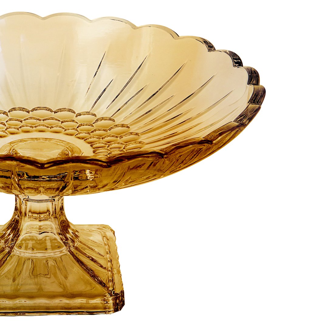 Fotografia para o produto Centro de mesa em cristal ecológico com pé 032,7xA17cm cor âmbar