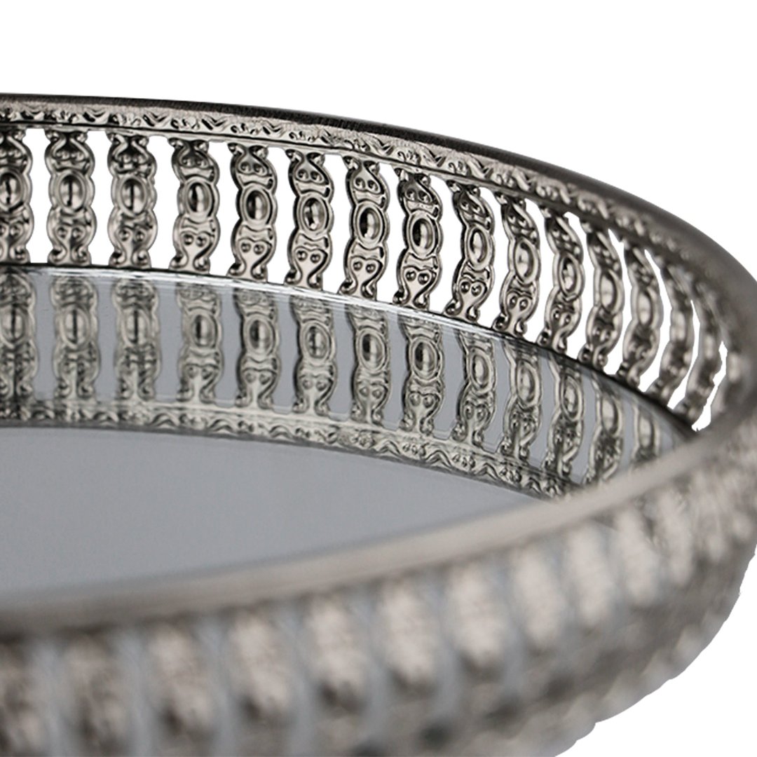 Fotografia para o produto Centro de mesa em ferro com espelho e pé 023,5xA15cm cor prata