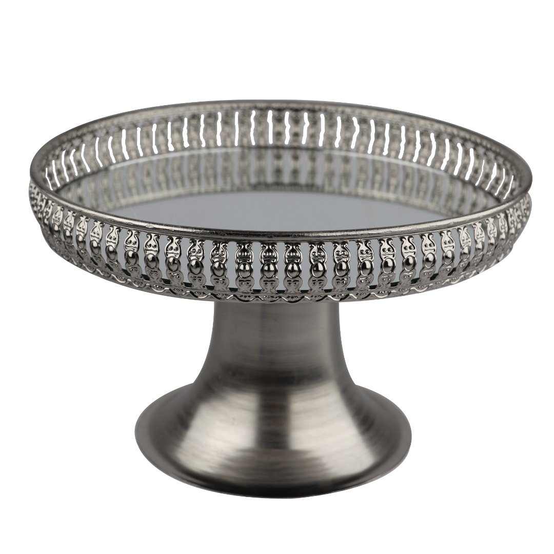 Fotografia para o produto Centro de mesa em ferro com espelho e pé 023,5xA15cm cor prata