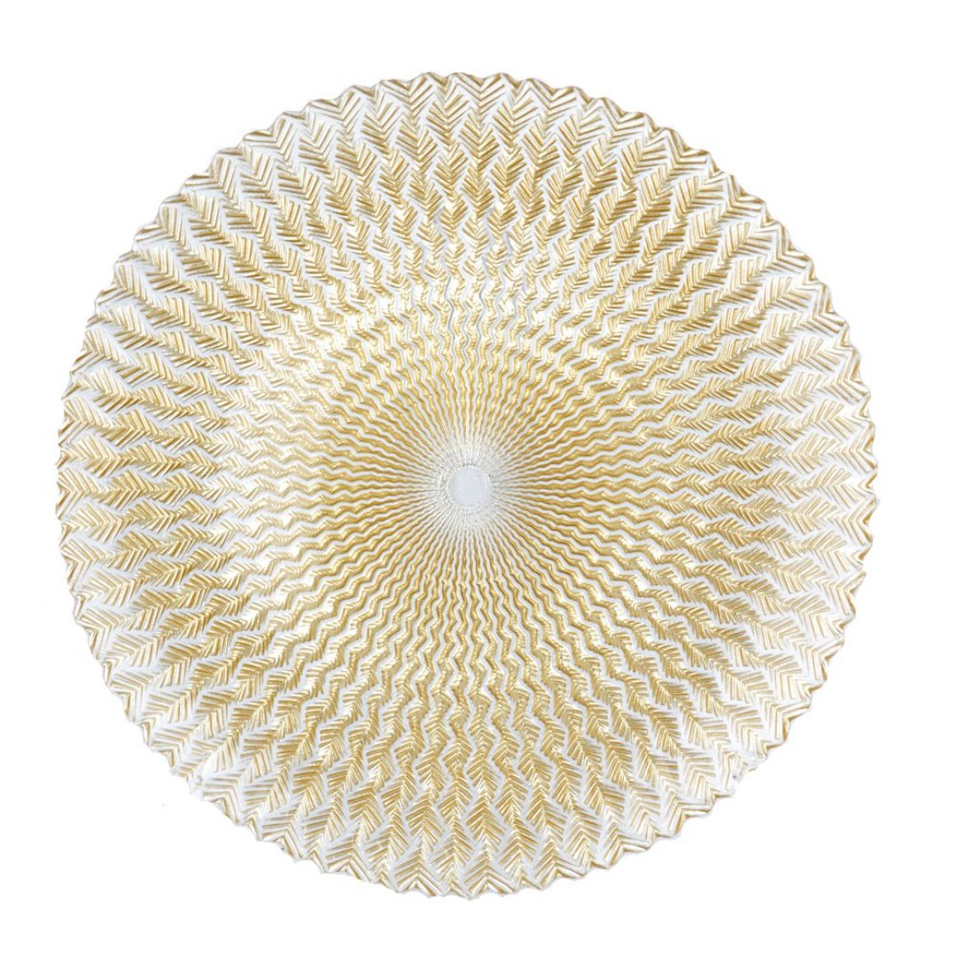 Imagem ilustrativa para Centro de mesa em vidro 28xA2cm cor dourado