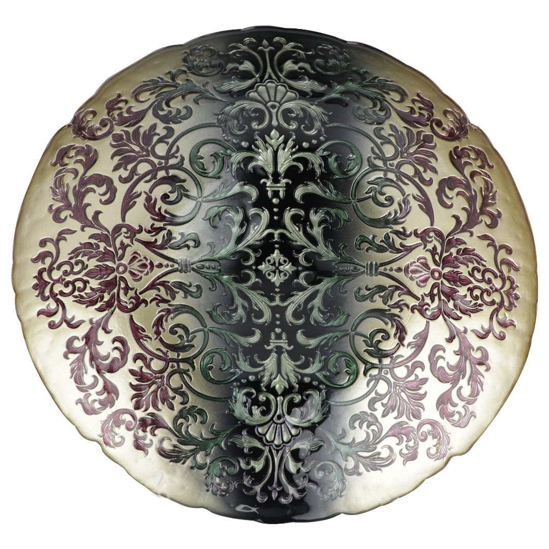 Imagem ilustrativa para Centro de mesa em vidro 40xA7,5cm cor verde e dourado