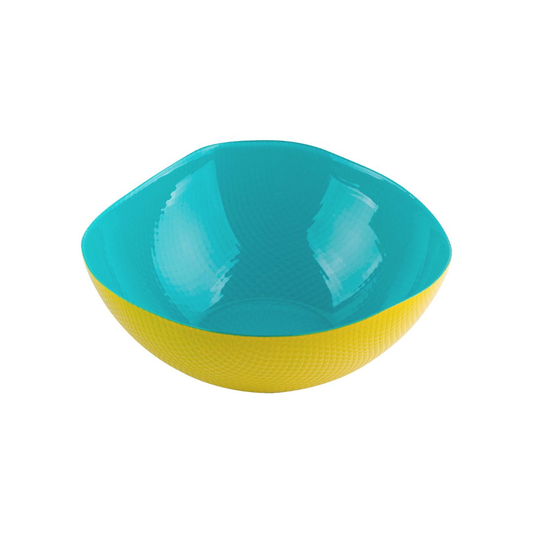 Fotografia para o produto Centro de mesa em vidro 1,2L L20xP20xA7,5cm cor azul turquesa e amarela