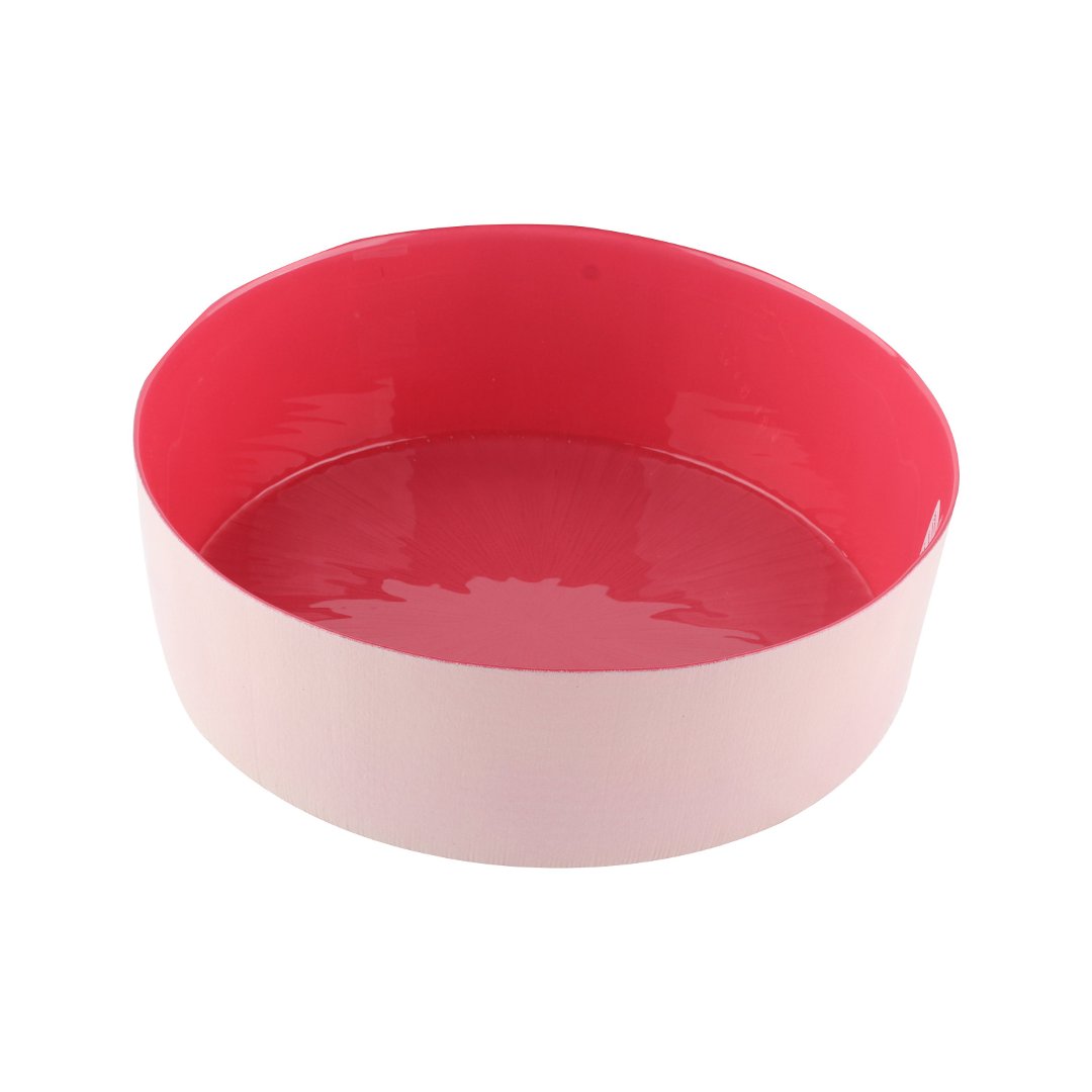 Imagem ilustrativa para Centro de mesa em vidro 1,4L D20xA6,5cm rosa e creme