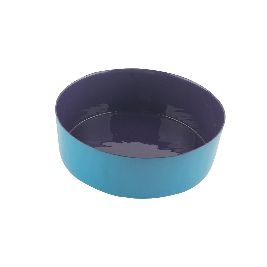 Imagem ilustrativa para Centro de mesa em vidro 1,4L D20xA6,5cm roxo e azul