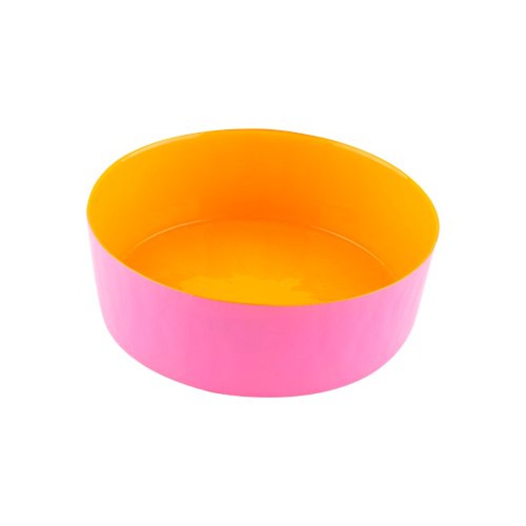 Imagem ilustrativa para Centro de mesa em vidro 2,5L D24xA9,5cm amarelo e rosa