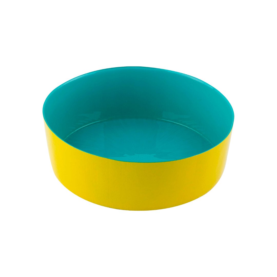 Imagem ilustrativa para Centro de mesa em vidro 2,5L 24xA9,5cm cor azul turquesa e amarela