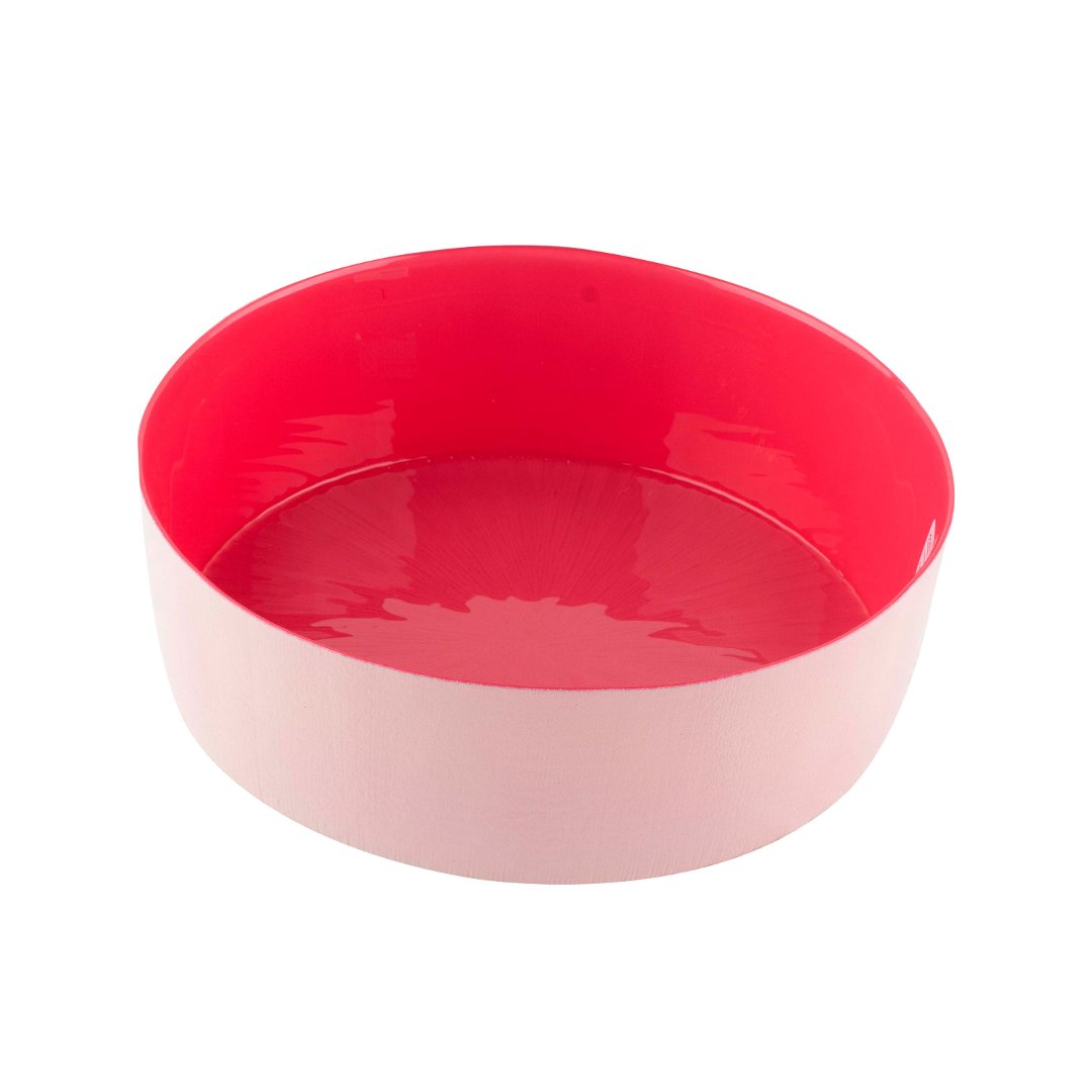 Imagem ilustrativa para Centro de mesa em vidro 2,5L D24xA9,5cm rosa e creme