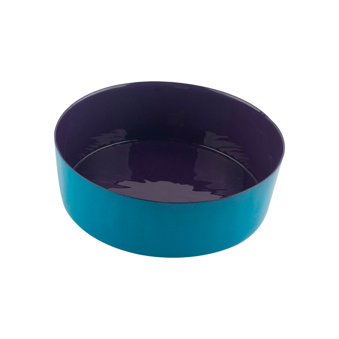 Imagem ilustrativa para Centro de mesa em vidro 2,5L D24xA9,5cm roxo e azul