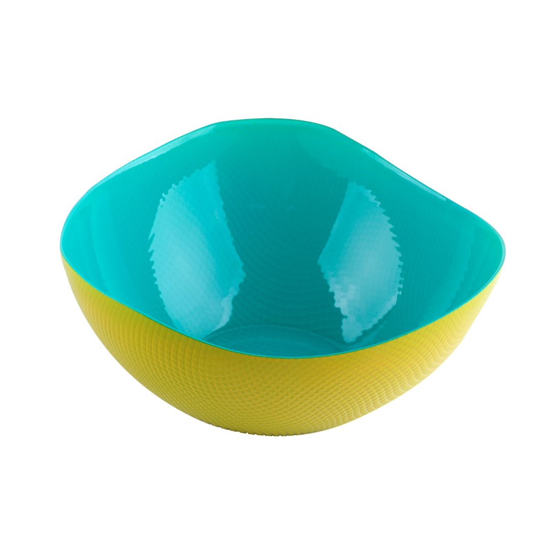 Fotografia para o produto Centro de mesa em vidro 2,9L L26xP26xA10cm cor azul turquesa e amarela